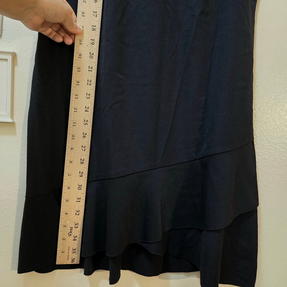 LOFT Dress Size 6 Black Sleeveless Ruffle Hem Tiered Shift Office Casual - Picture 7 of 10